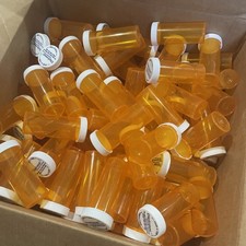 185 Empty Amber Medicine Pill Bottles Plastic One Size Crafts Storage Extra Caps
