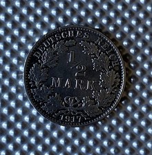 Deutsches Reich &frac12; Mark 1917 E kleiner Schild 900er Silber Umlaufm&uuml;nze