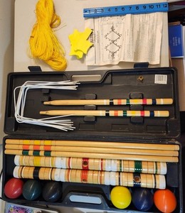 Spalding Wooden Croquet SET 6 Player W/ Plastic Hard Case VINTAGE COMPLETE