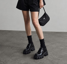 PRADA Monolith Brushed Leather Lace-Up Shoes ...