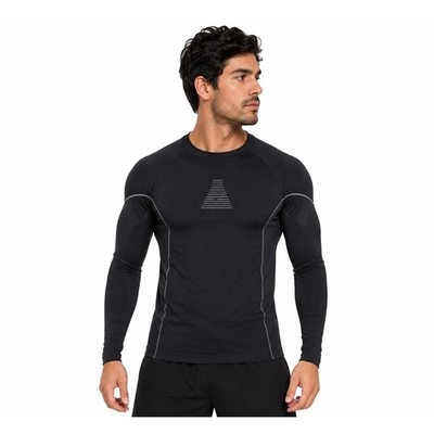 Black Long Sleeve Compression Shirt Mens Athletic Training Top Performance Gear