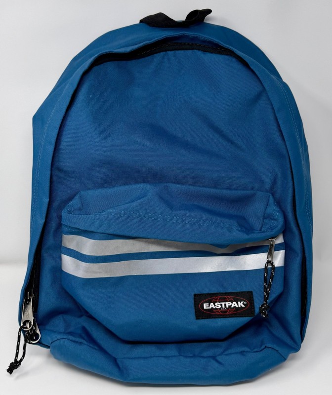Eastpak Pinnacle Backpack Blue Reflective Stripe 27L Laptop Sleeve Used