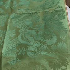 Vintage French silk upholstery fabric GREEN, 52cm x 87cm (see last photo)