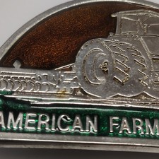 Belt Buckle American Farmers "Feeds The World" Tractor Vintage Western Wear