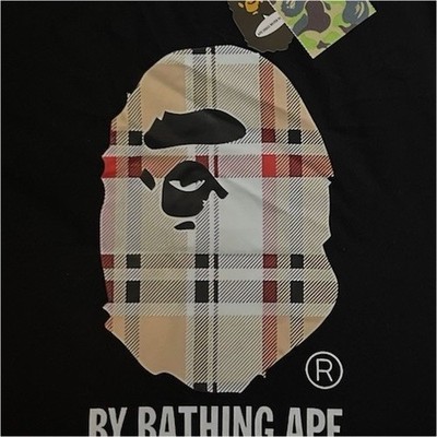 A Bathing Ape Black Graphic Logo Cotton Jersey T-Shirt Crew Neck Size L Men