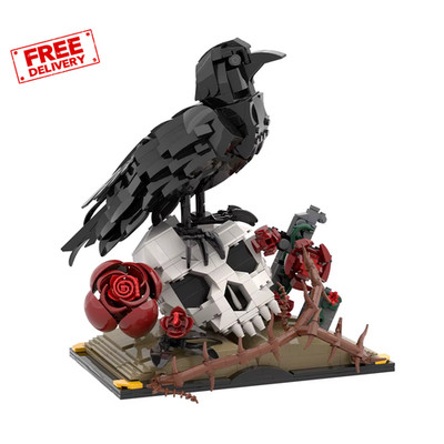 MOC Rabe Modellbausteine schwarzer Vogel 3D Ornament Vorbau Spielzeug Erwachsene Geschenk