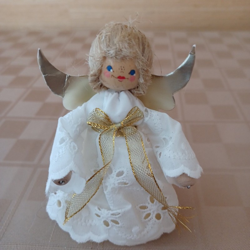 Vintage White Angel Christmas Ornament Tree Topper Made in Germany