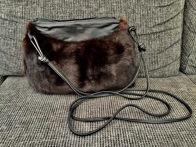 Vintage Pelz-Handtasche mit Muff Nerz & Leder Topzustand / Echtpelz