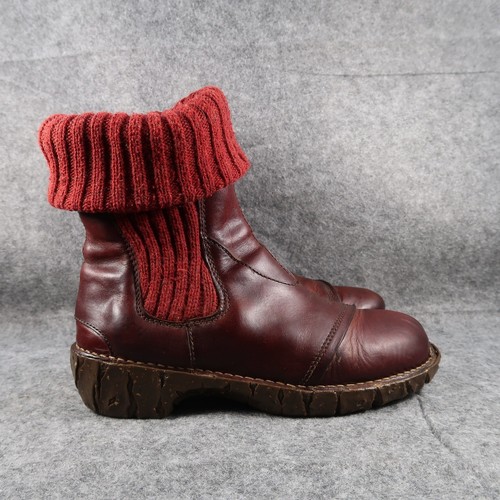 El Naturalista Shoes Womens 40 Boots Leather Knit Pull On Comfort N097 Yggdrasil