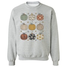 Patterned Pumpkin Patch Autumn Cute Spooky Style Unisex Crewneck Sweatshirt