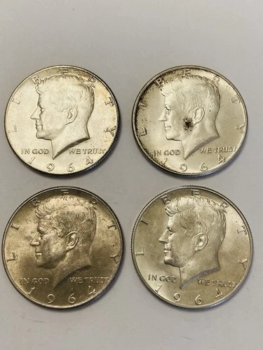 (4)  1964 Kennedy Half Dollars AU  (90% Silver)