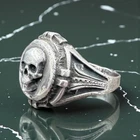 Ring MEN SILVER 800 STYLE Memento Mori Skull devil Gothic BIKER Vanitas doctor