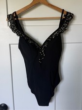 Profile by Gottex Black One-Piece Swimsuit with Floral Ruffle Daisy Dreams Large