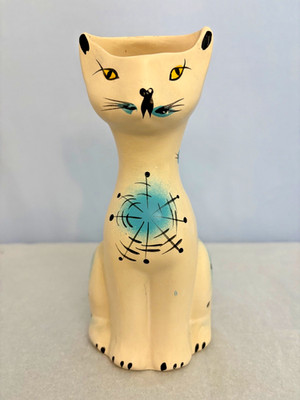 Arthur Wood Scoop Neck Cat Vase Smoky 50er Jahre sehr guter Zustand