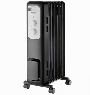 Pelonis Portable Oil-Filled Radiator Space Heater Dial Control 3-Heat Black