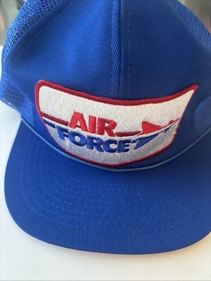 Vintage 1980s US Air Force Trucker Hat Cap Blue Snap Back Mens USAF One Size