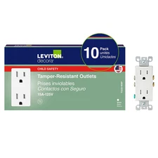 15 Amp Decora Tamper-Resistant Duplex Electrical Wall Outlet, 10 Pack, T5325-WMP