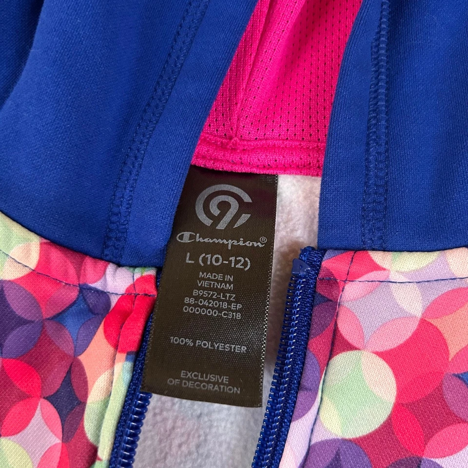 Champion Chaqueta con Capucha Cremallera Completa Azul Rosa Colorido Juvenil Grande (10-12) Foto 2 de 4