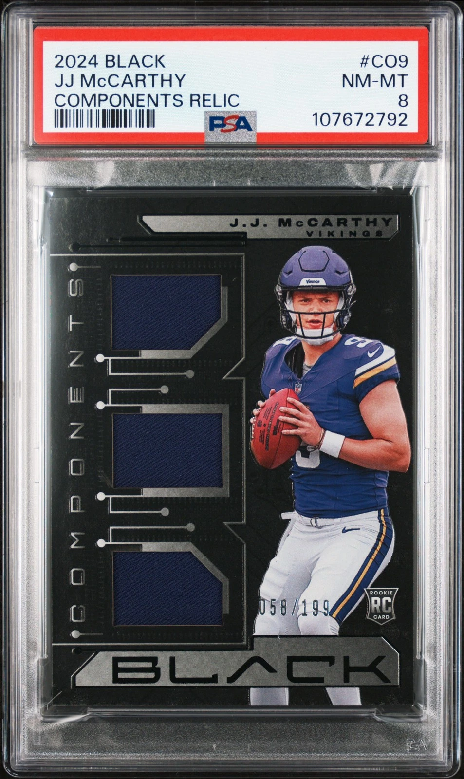 JJ McCarthy Panini Black Components Relics #CO9 Base