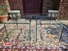 VINTAGE BENT GLASS TABLES COFFEE TABLE & 2 END TABLES CLEAR MID CENTURY MODERN