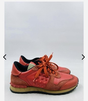 Authentic Valentino Garavani Red Studded Lace Up Sneaker W 39. US 8.5 AOC