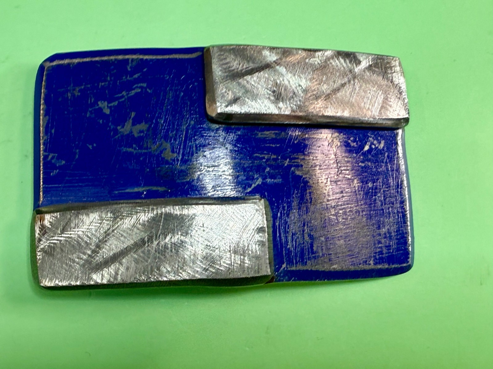 Rectangular Blue Metal with Two Silver Welded Bel… - image 13