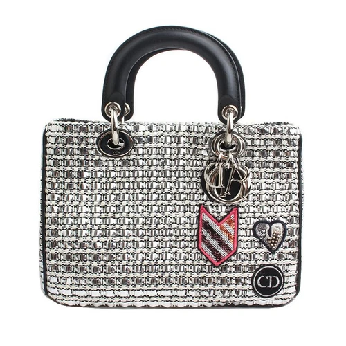 Sac fourre tout et bandoulière Dior Metallic Tweed Lady édition limitée 63504013