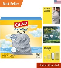 ForceFlex Tall Kitchen Drawstring Trash Bags, 13 Gal, Fresh Clean, 80 Ct Pack...