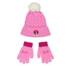 Barbie Friends Big Kids Girls Knit Hat and Gloves Set Pink, One Size, Pink