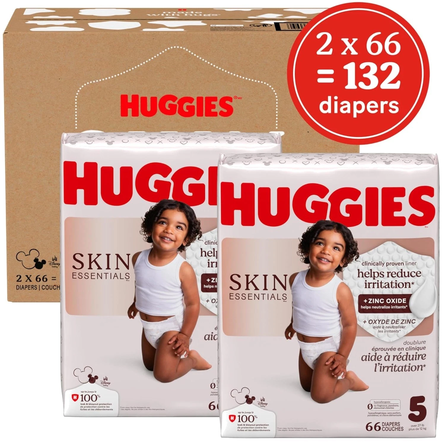 Moisture-Locking Huggies Skin Essentials Diapers - 132 Count~