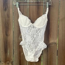 Vintage VICTORIA'S SECRET Gold Label Second Skin Teddy Lace Front 32B Nwot