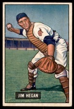 1951 Bowman #79 JIM HEGAN Cleveland Indians VGEX (Light Wrinkles)