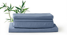 Twin Size Soft Cooling Bed Sheet Set, 100 Viscose from Bamboo Twin, Navy Blu