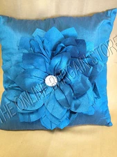 Frontgate Grandinroad Jeweled Flower Bloom Sofa Chair Bed Throw Pillow Teal 16"