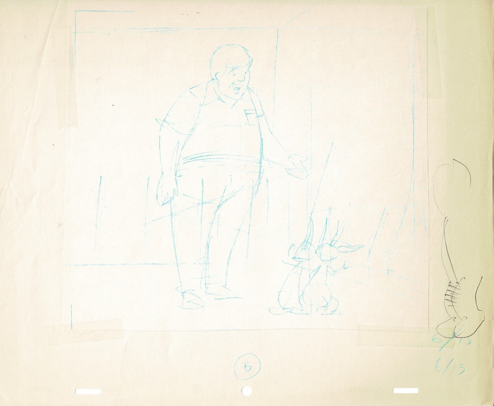 Winnie the Pooh Disney Original Production Drawing Sketch 1977 Washer d1-3