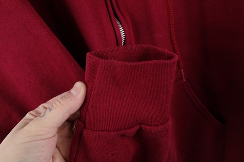 Vintage 90s Streetwear Mens XL Faded Blank Full Zip Hoodie Sweatshirt Red USA - Picture 7 of 13