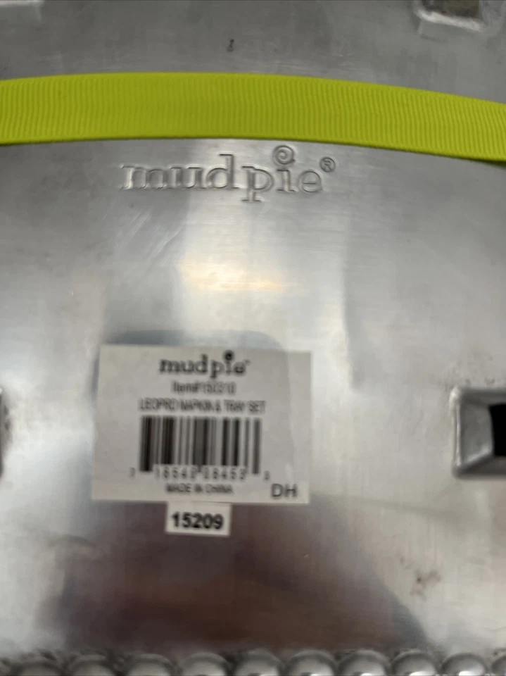 Mud Pie Leopard Print Napkins And Metal Beaded Tray Set w/ Crown Spreader Knife - Image 4 of 4