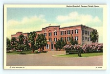 Spohn Hospital Corpus Christi Texas Street View Palm  Vintage Linen Postcard G4