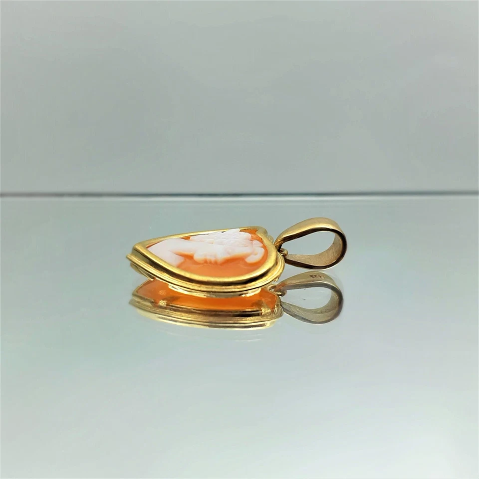 Colgante Naranja Dama Camafeo Corazón Hermoso Dije Oro Amarillo 10kt Camafeo Foto 4 de 4