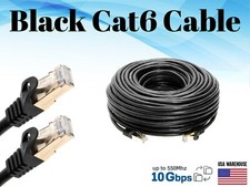 Cat6 Ethernet Patch Black Cable 1.5 3 5 7 10 15 20 25 30 50 75 100 200 LAN Lot