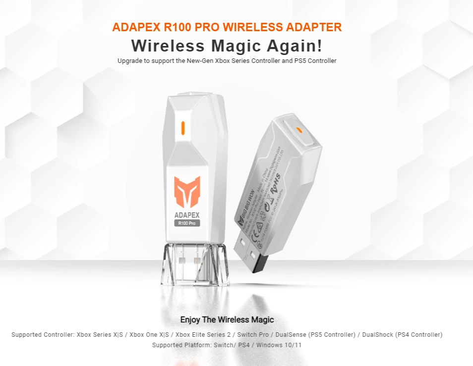 Adapex R100 Pro Wireless Adapter Gamepad Converter for PS4/PS5/PC/Switch - Image 2 of 4