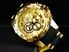 New Invicta Men 52mm HYBIRD Speedway Viper Chrono Gold Tone Silicone Strap Watch