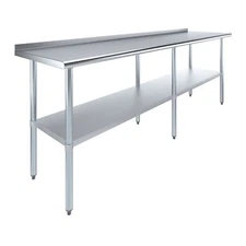 24 in. x 96 in. Stainless Steel Work Table with 1.5 in. Backsplash