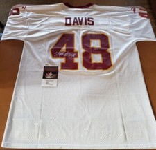 Puma AUTOGRAPHED Redskins Stephen Davis White Jersey JSA COA Stained