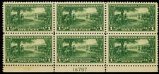 617, Mint VF NH Bottom Plate Block of Six CV $67.50 *- Stuart Katz