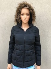 ABERCROMBIE KIDS GIRL JACKET size LARGE authentic NAVY puffer hoodie fur New