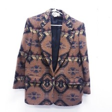 Rafaella Multicolor Geometrical Jacket Blazer - Sz 14 Free Shipping Brown
