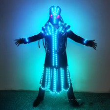 LED Robot Costume Suit Illuminated Party Show Dance Glow Light Clothing Helmet