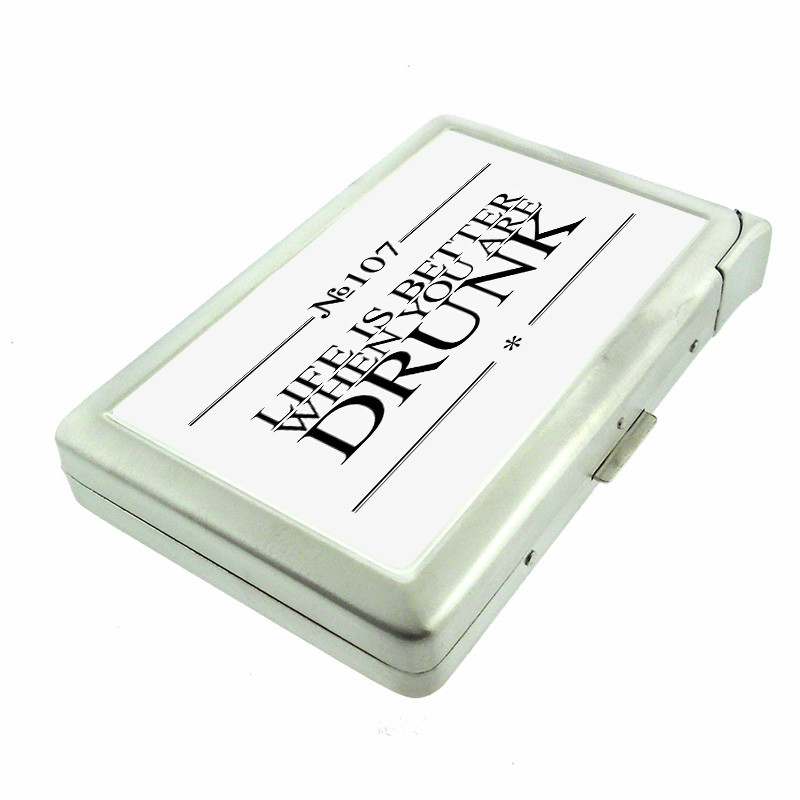 Life Better Drunk Em1 Cigarette Case with Built in Lighter Metal Wallet