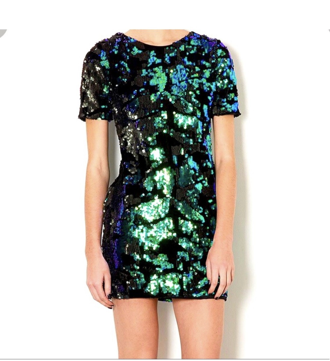 Topshop Velvet Sequin Mermaid Iridescent Disco Festival Mini Dress, Size  38/ US6 - Main Image